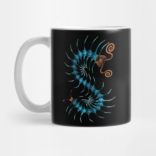 Orange and Blue Centipede Art Mug